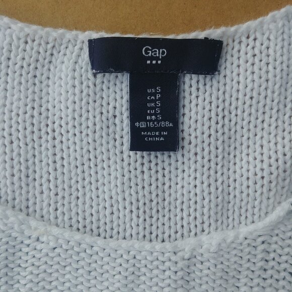 Gap lightweight loose knit 100% cotton sweater top white grey stripes Sm… - Picture 6 of 9
